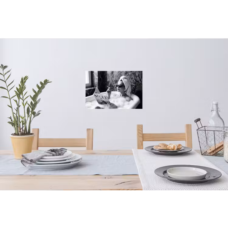 Relaxt - Bad - Zwart - Wit Muursticker klein -eettafel