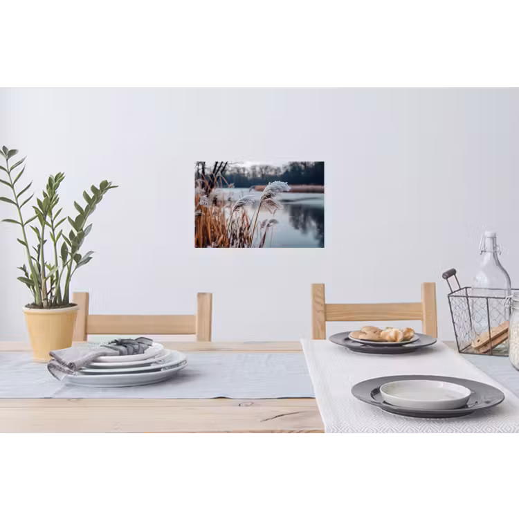 Riet - Gras - Natuur - Winter - Meer Muursticker klein -eettafel