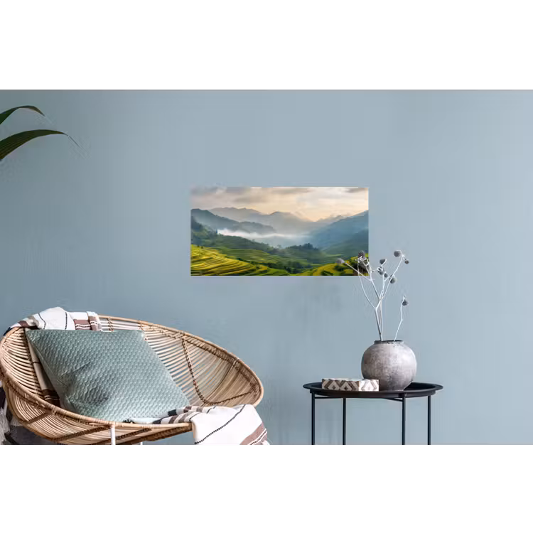 Rijstvelden - Bergen - Groen - Natuur Muursticker klein -plant