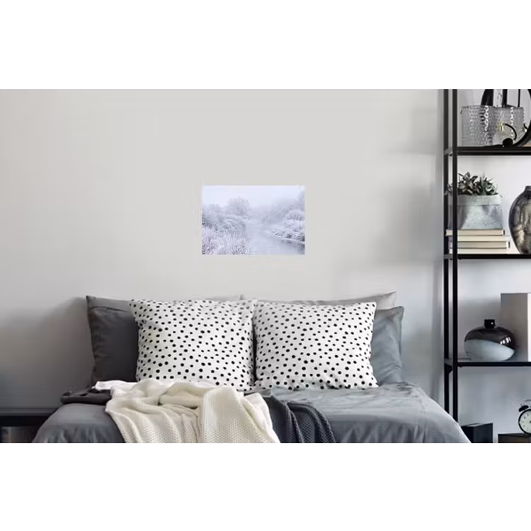 Rivier - Sneeuw - Bos - Winter - Schilderachtig Muursticker klein -slaapkamer