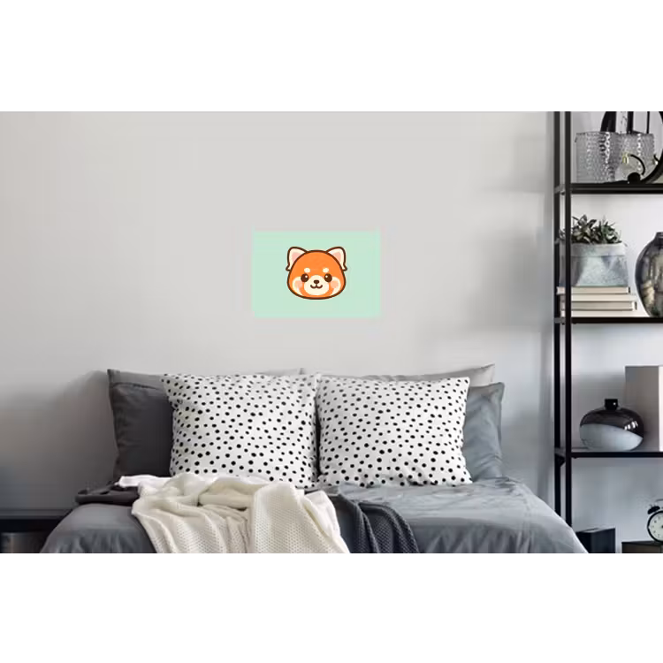 Rode panda - Groen - Cartoon Muursticker klein -slaapkamer