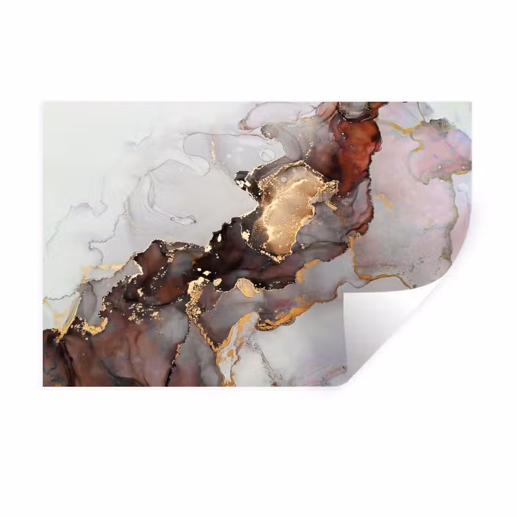 Rood - Marmer - Goud Muursticker klein -3d
