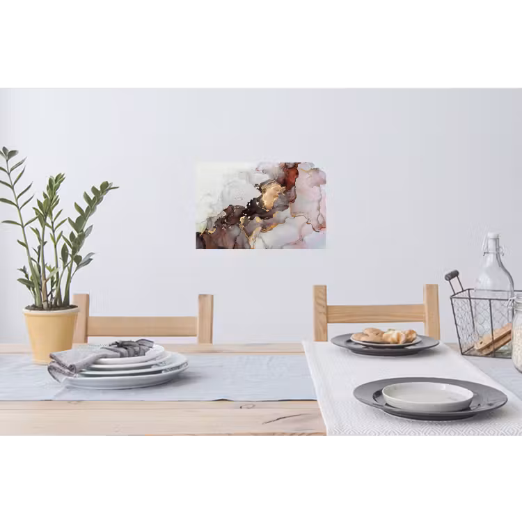 Rood - Marmer - Goud Muursticker klein -eettafel