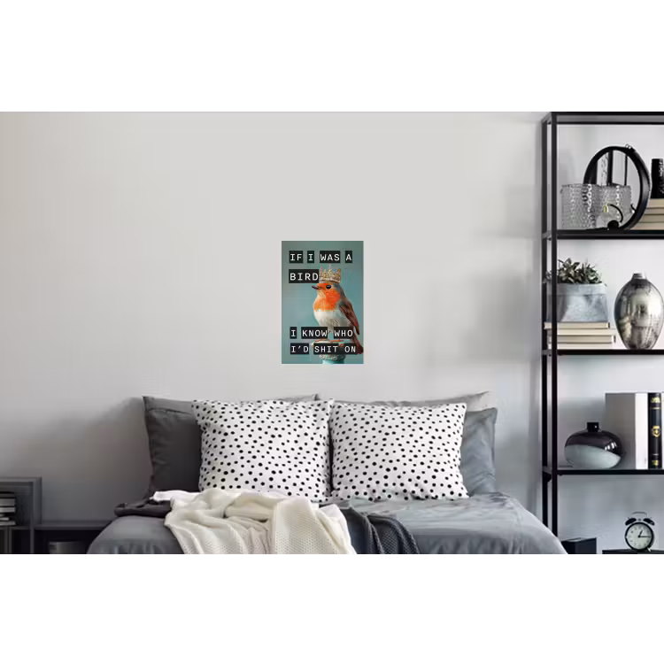 Roodborstje - Vogel - Blauw - Decoratie Muursticker klein -slaapkamer