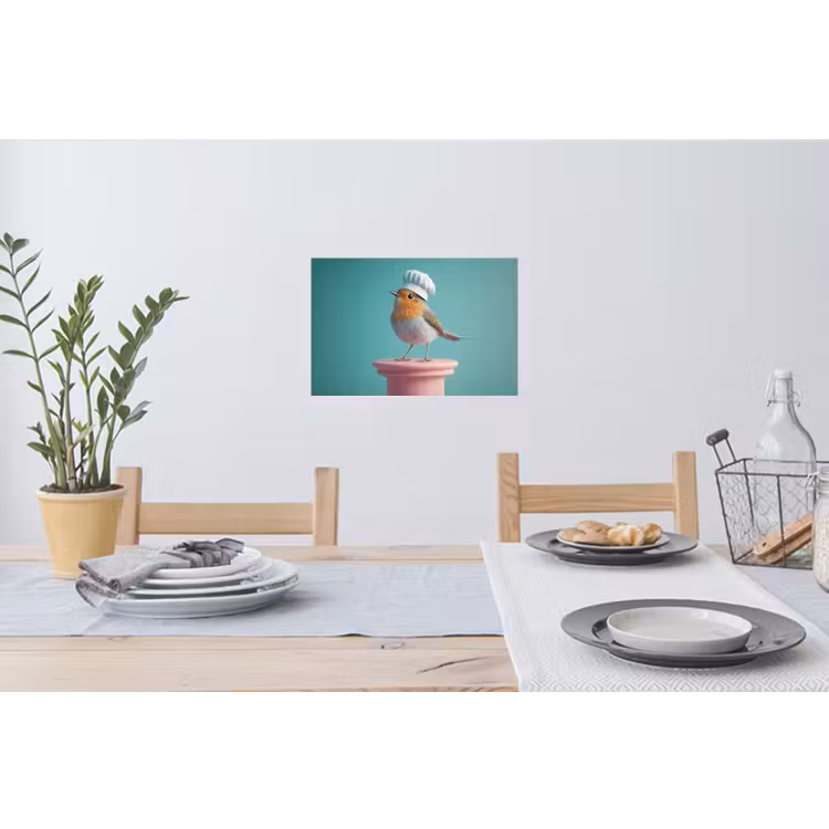 Roodborstje - Vogel - Koksmuts - Sokkel Muursticker klein -eettafel