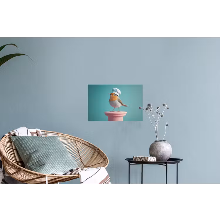 Roodborstje - Vogel - Koksmuts - Sokkel Muursticker klein -plant