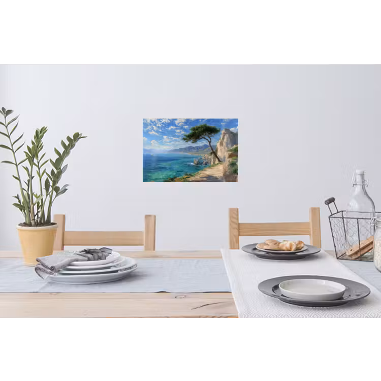 Rotsen - Kustlijn - Boom - Bergen Muursticker klein -eettafel