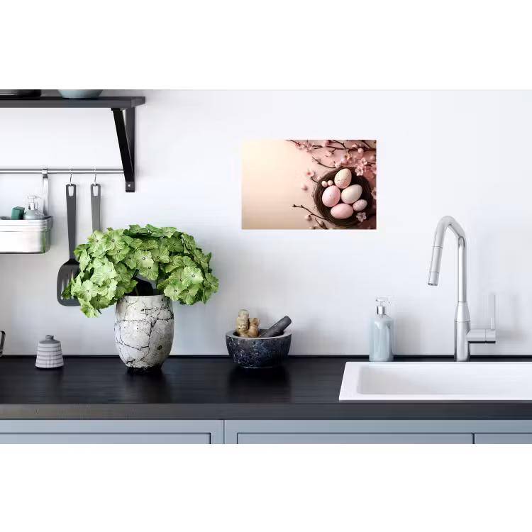 Roze - Bloesems - Eieren Muursticker klein -keuken