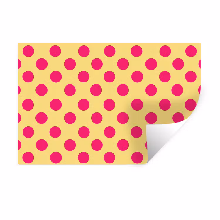 Roze - Stippen - Geel Muursticker klein 286 -3d