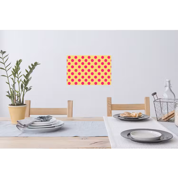 Roze - Stippen - Geel Muursticker klein 286 -eettafel