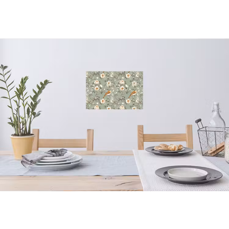 Roze - Vogels - Kleurrijk Muursticker klein 286 -eettafel