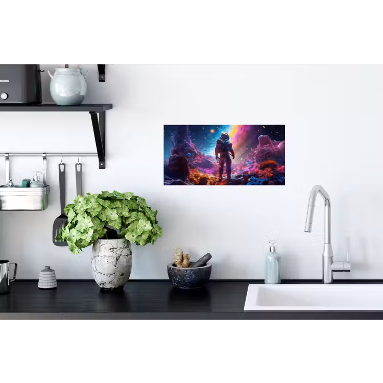 Ruimte - Astronaut - Neon - Sterren Muursticker klein -keuken