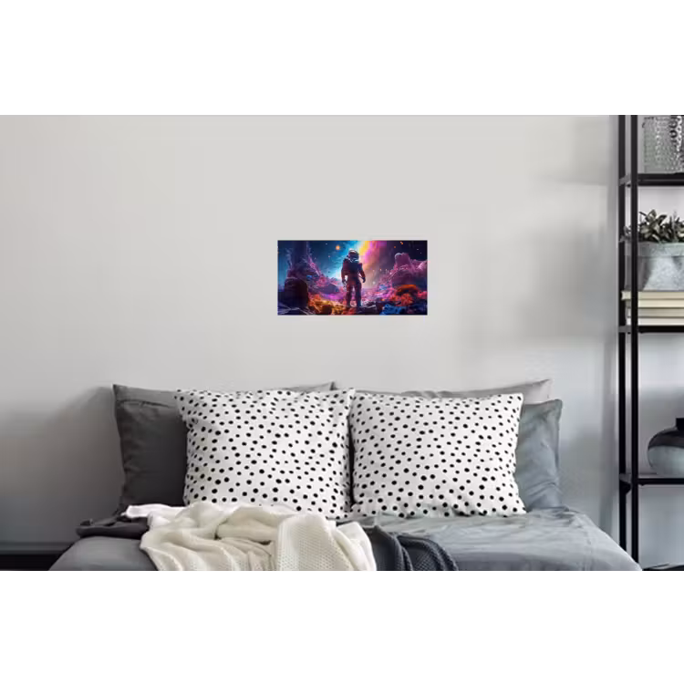 Ruimte - Astronaut - Neon - Sterren Muursticker klein -slaapkamer