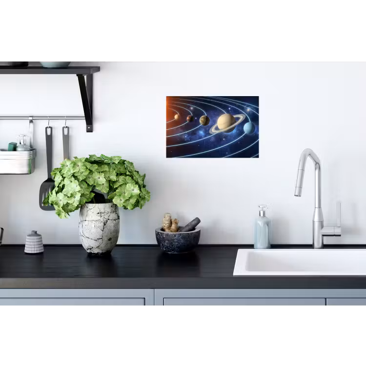 Ruimte - Zonnestelsel - Blauw Muursticker klein -keuken