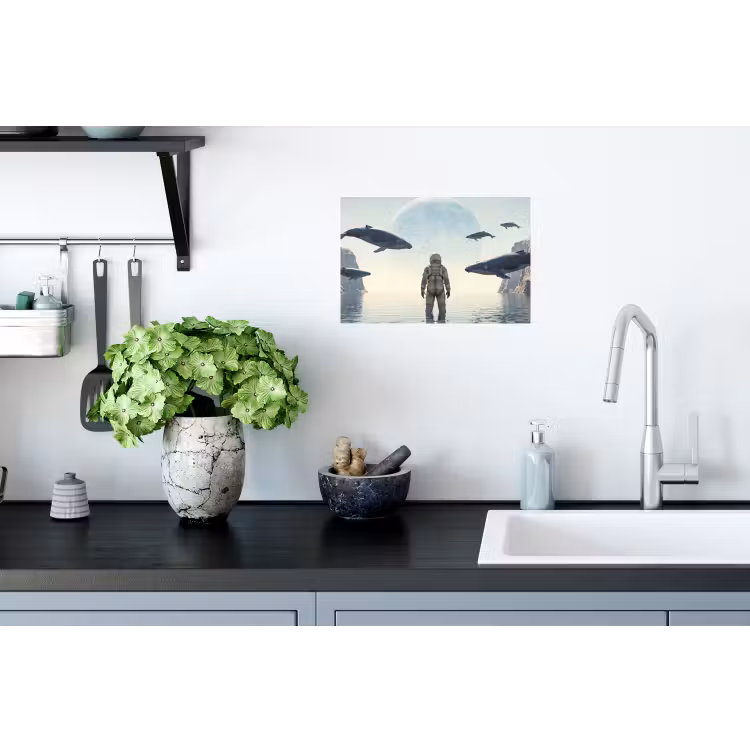 Muursticker - Ruimtevaarder - Walvis - Fantasie - Ruimtevaarder - Walvis - Fantasie Muursticker klein