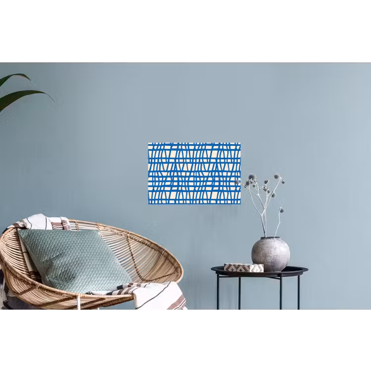Ruitpatroon - Blauw - Crème Muursticker klein 286 -plant