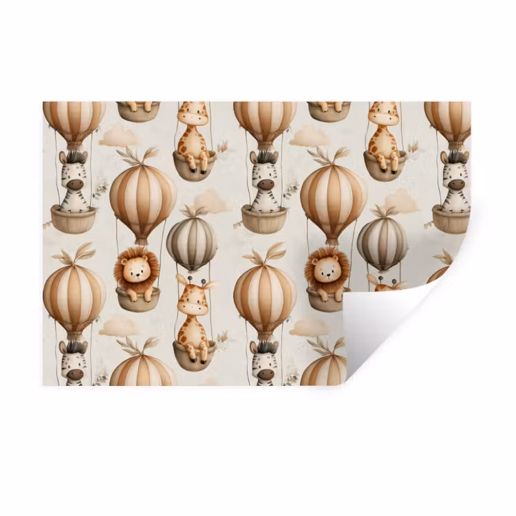 Safari - Luchtballonen - Taupe Muursticker klein 286 -3d