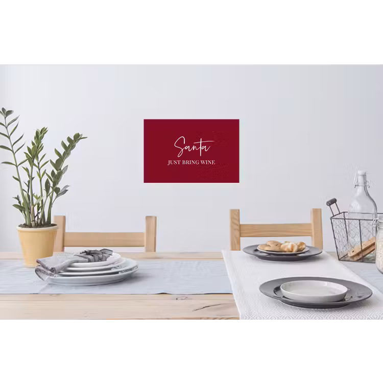 Santa - Wine - Rood - Kerst - Kerstman Muursticker klein -eettafel