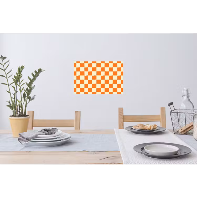 Schaak - Patroon - Oranje Muursticker klein 286 -eettafel