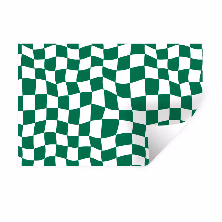 Schaakbord - Golvend - Groen Muursticker klein 286 -3d
