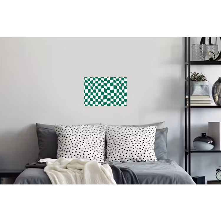 Schaakbord - Golvend - Groen Muursticker klein 286 -slaapkamer