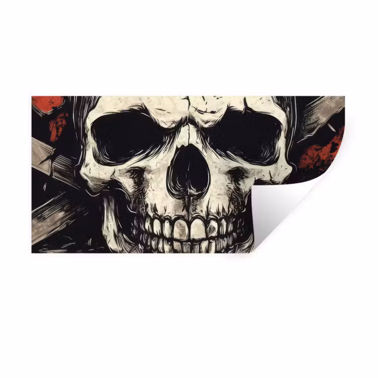 Schedel - Kettingen - Rood Muursticker klein -3d