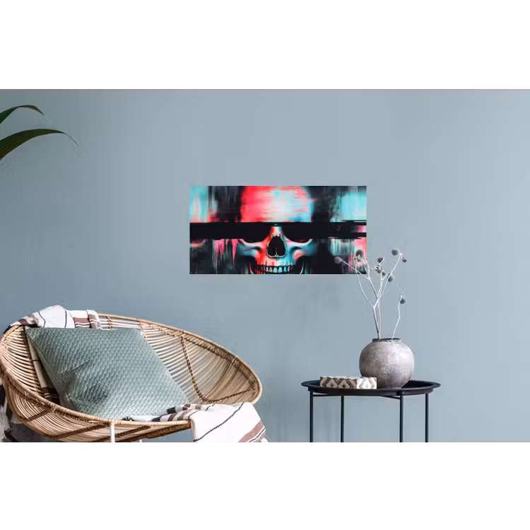 Schedels - Glitch - Cyberpunk Muursticker klein -plant