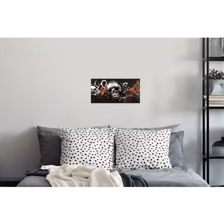 Schedels - Kunst - Donker - Rood Muursticker klein -slaapkamer