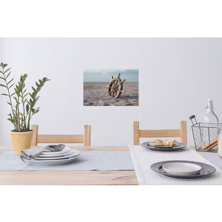 Scheepsstuur - Hout - Bruin - Zand Muursticker klein -eettafel