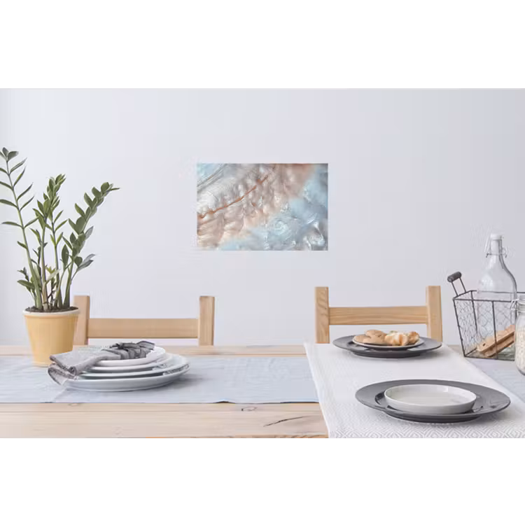 Binnenkant van een schelp uit de natuur bedekt met parelmoer Muursticker klein -eettafel