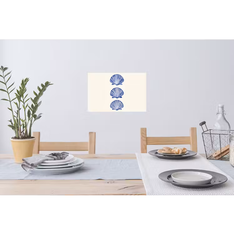 Schelpen - Blauw - Patroon Muursticker klein -eettafel