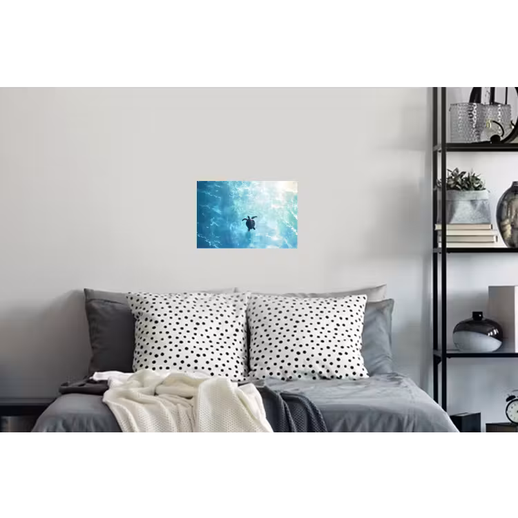 Schildpad - Zee - Blauw - Schittering Muursticker klein -slaapkamer