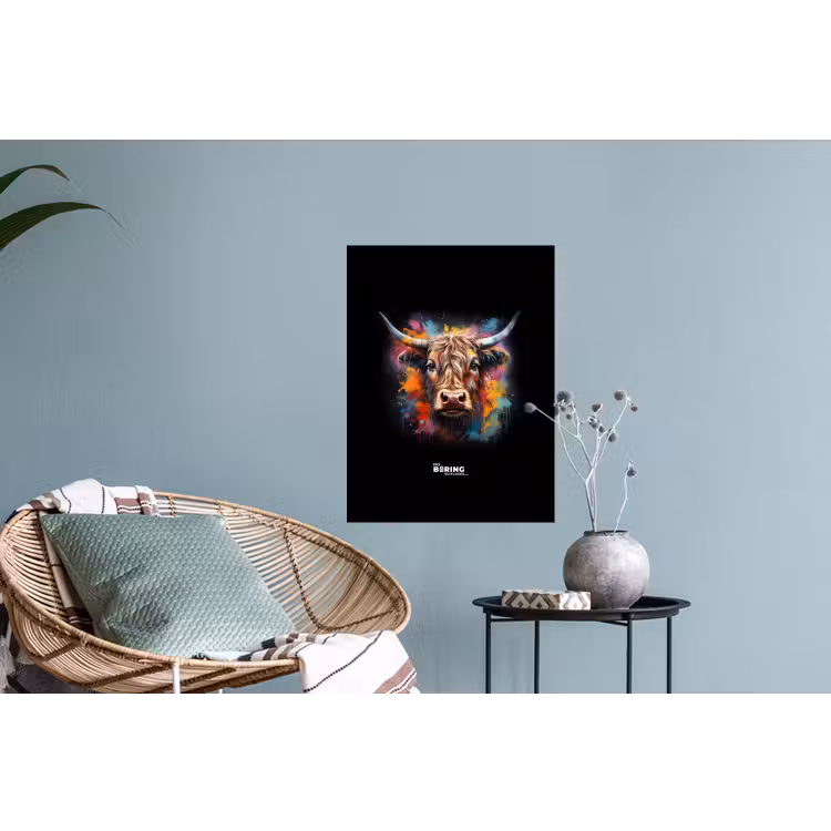 Schotse hooglander als graffiti art Muursticker klein -plant