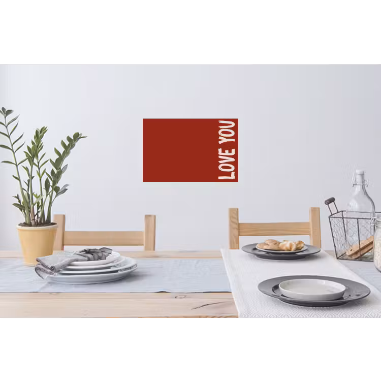 Schuin - Loveyou - Rood Muursticker klein -eettafel