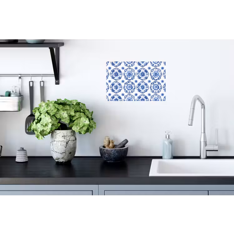 Sierborden - Bloemen - Blauw Muursticker klein 286 -keuken
