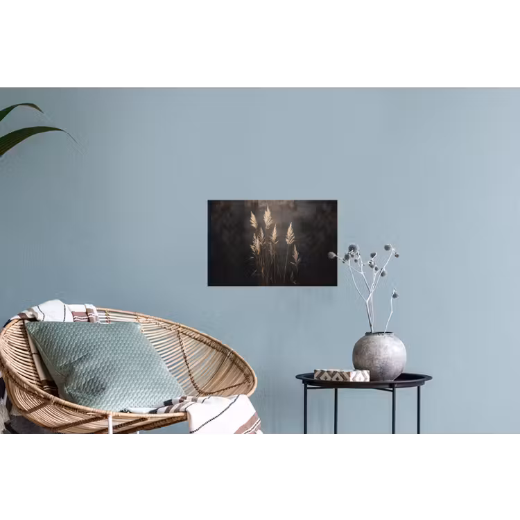 Siergras - Pluimen - Verlichting - Zwart Muursticker klein -plant