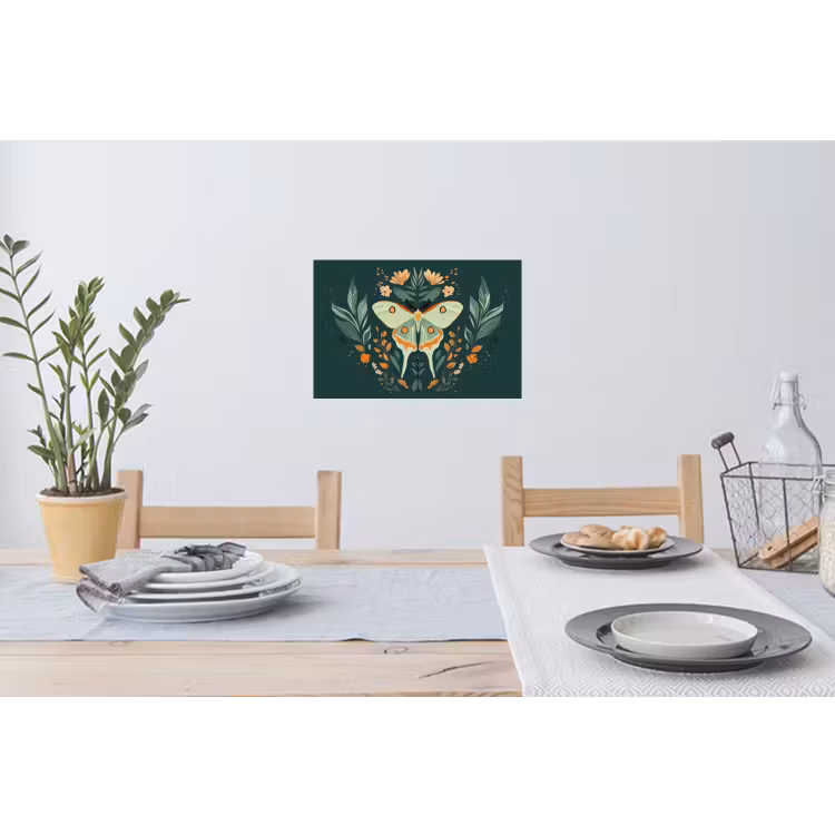 Sierlijk - Vlinder - Groen - Bladeren Muursticker klein -eettafel