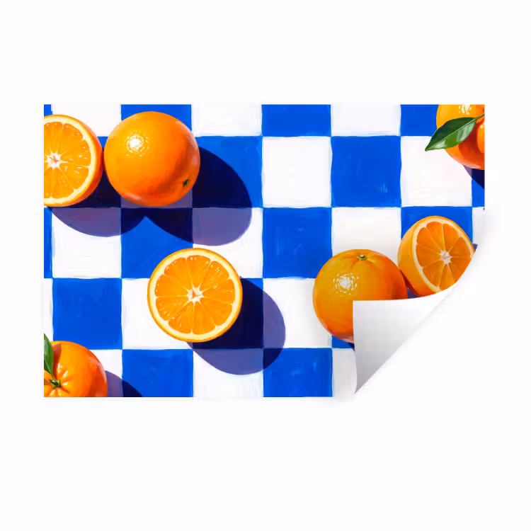 Muursticker - Sinaasappel - Geruit - Eten - Sinaasappel - Geruit - Eten Muursticker klein