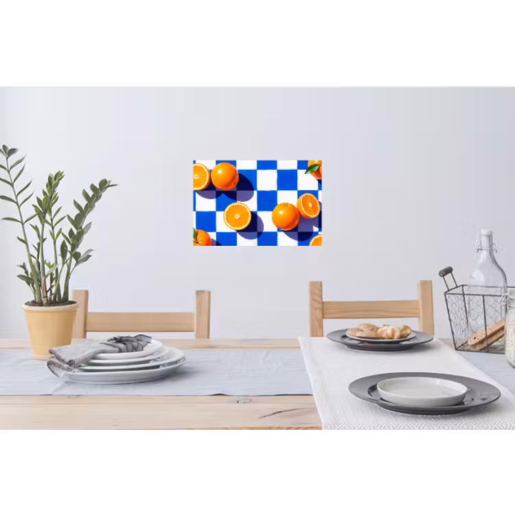 Muursticker - Sinaasappel - Geruit - Eten - Sinaasappel - Geruit - Eten Muursticker klein
