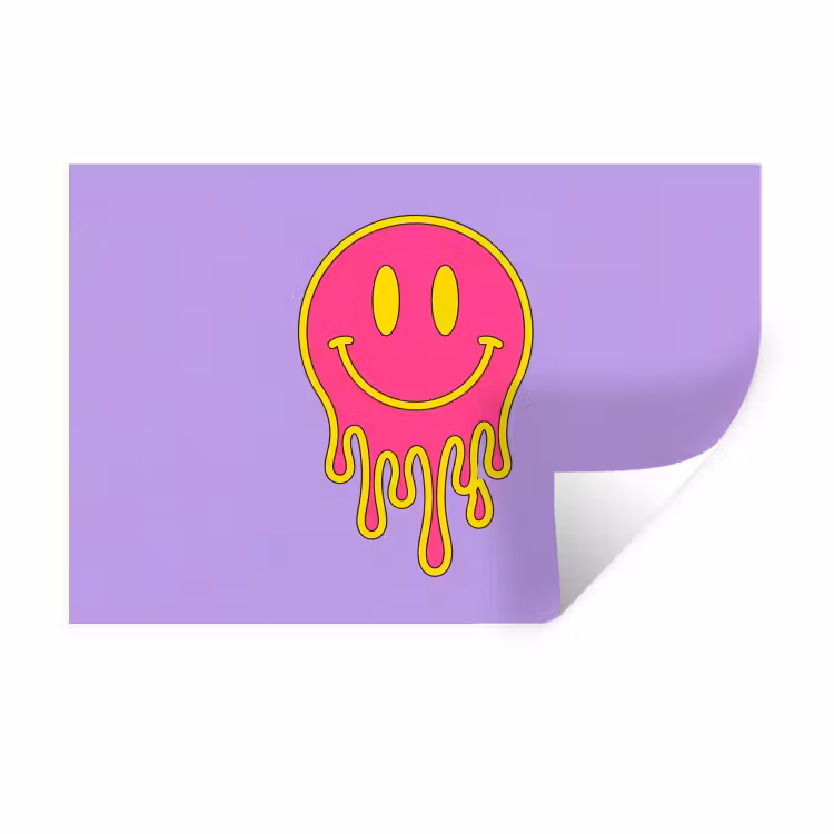 Smiley - Drip - Neon Muursticker klein -3d