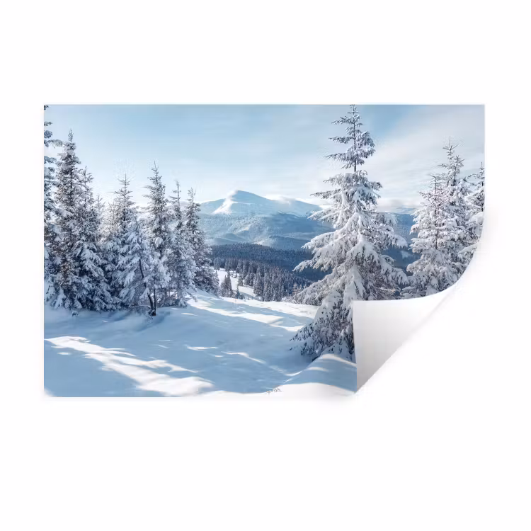 Sneeuw - Winter - Landschap - Bergen Muursticker klein -3d