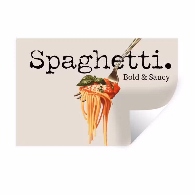 Spaghetti - tomatensaus - Parmezaanse kaas Muursticker klein -3d