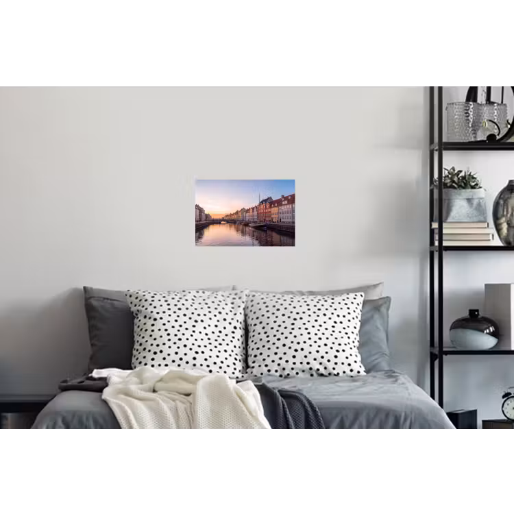 Stad - Gracht - Zonsondergang - Klassiek - Kleurrijk Muursticker klein -slaapkamer