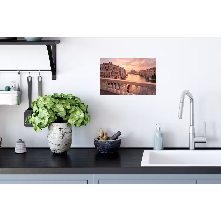 Stad - Venetië - Kanaal - Zonsopgang - Architectuur - Goud Muursticker klein -keuken