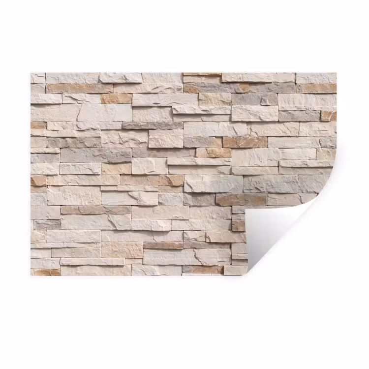 Steen - Muur - Textuur - Rustiek - Beige Muursticker klein -3d