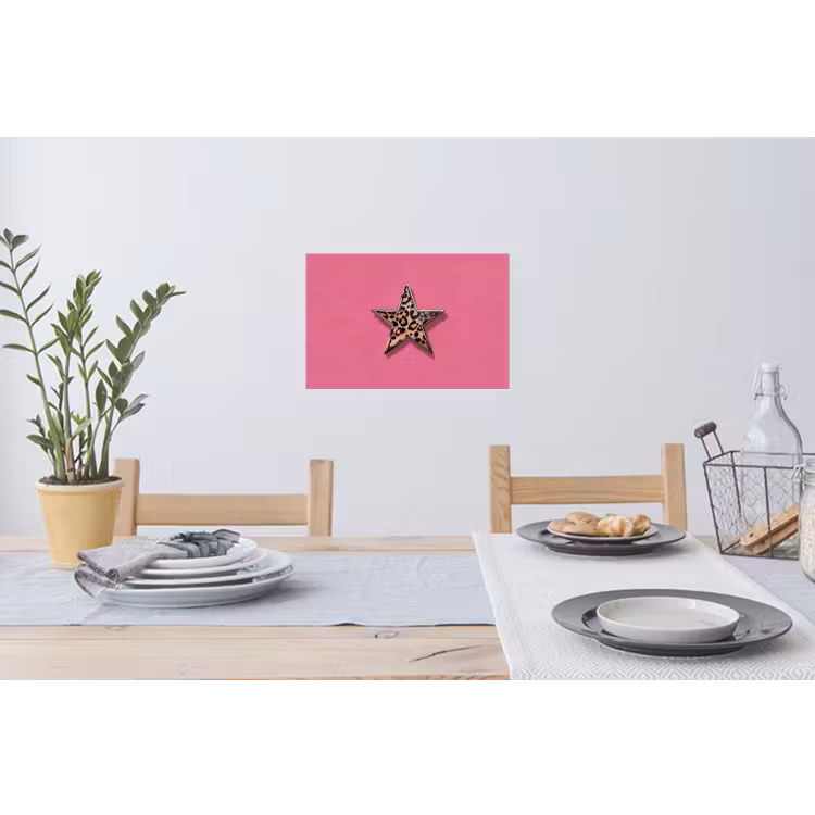 Ster - Luipaard - Print - Roze Muursticker klein -eettafel