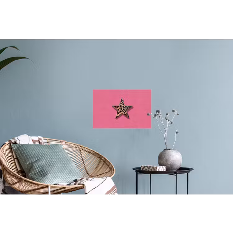 Ster - Luipaard - Print - Roze Muursticker klein -plant