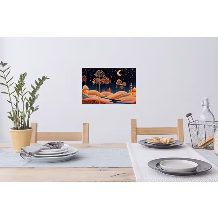 Sterrenhemel - Palmen - Rivier Muursticker klein -eettafel