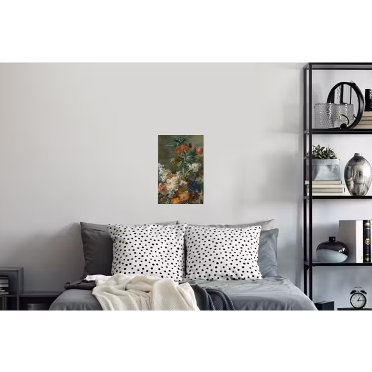 Stilleven met bloemen - Schilderij van Jan van Huysum Muursticker klein -slaapkamer