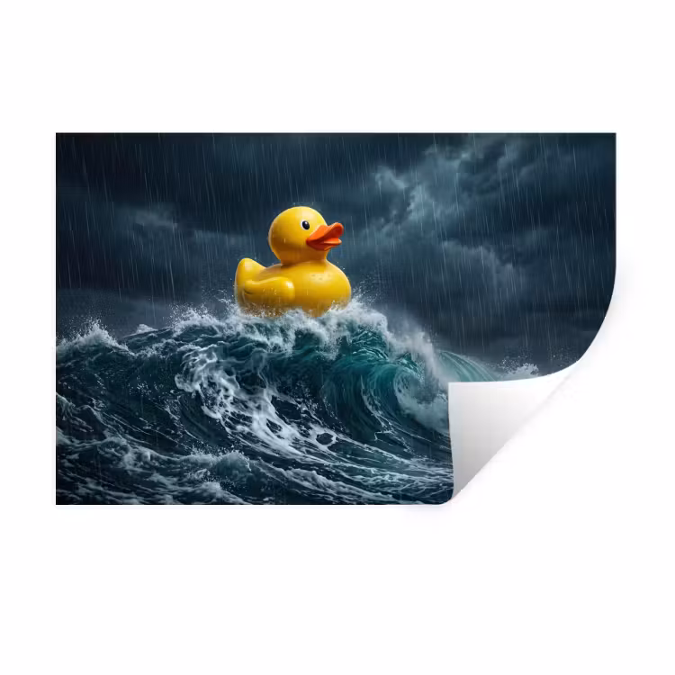 Storm - Badeend - Golven Muursticker klein -3d